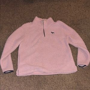 PINK light pink sherpa quarter zip